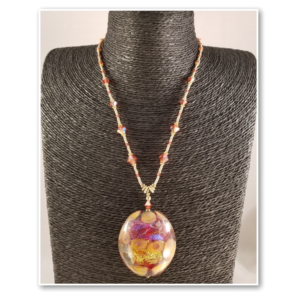 Lampwork & AB Swarovski Crystal Statement Necklace - Picture 2 of 7